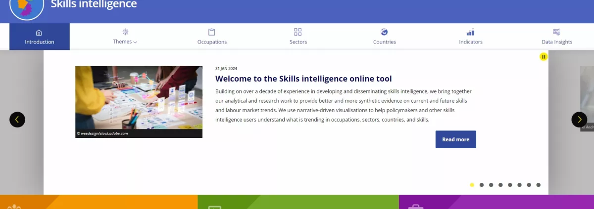 Image of Cedefop Skills intelligence platform web page