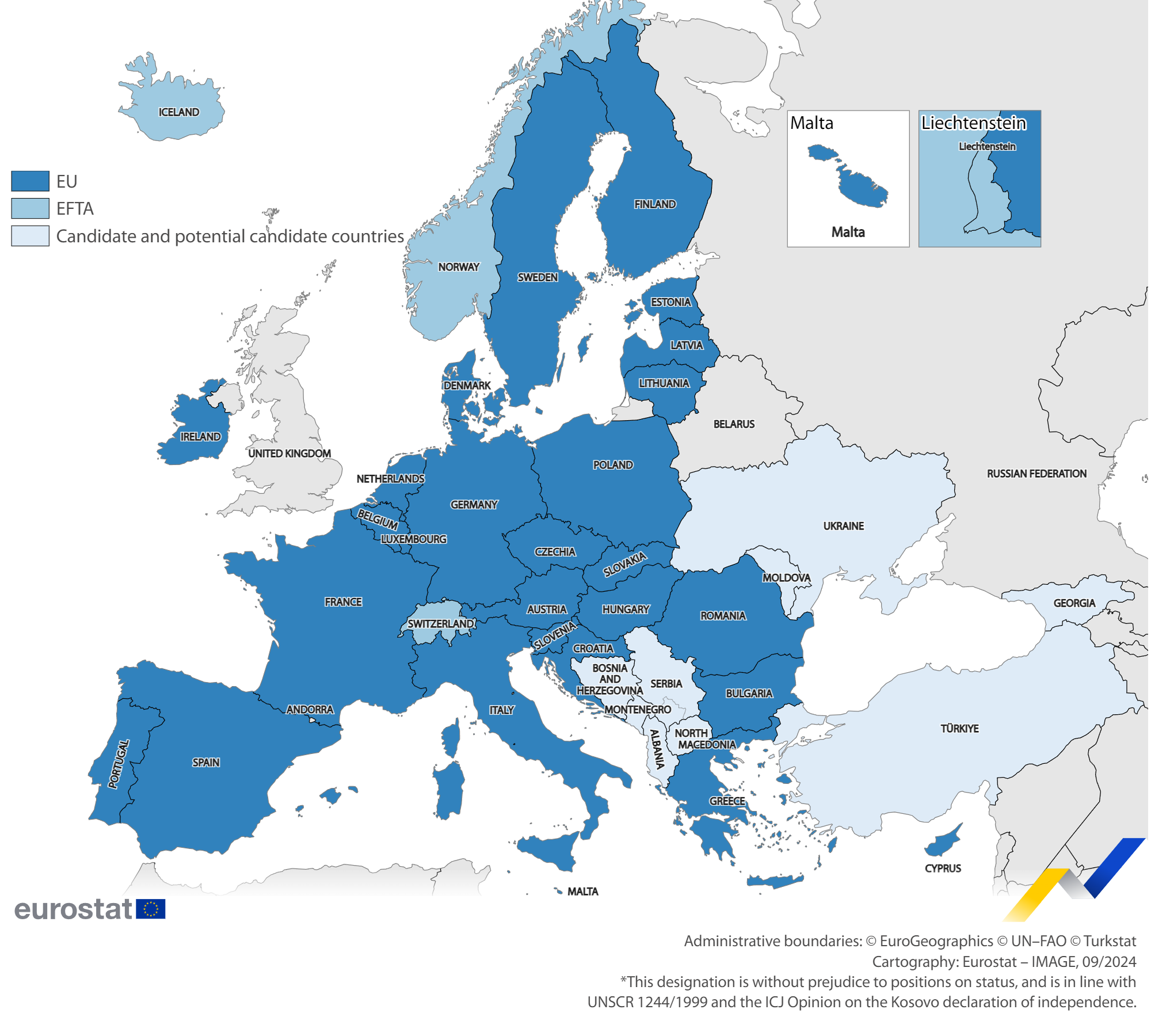 Map of Europe with EIN participants