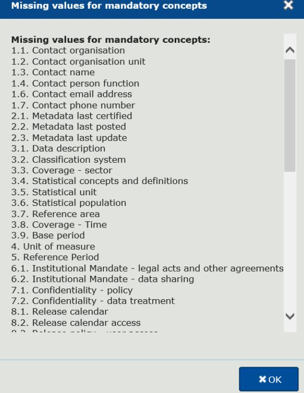 Missing mandatory information