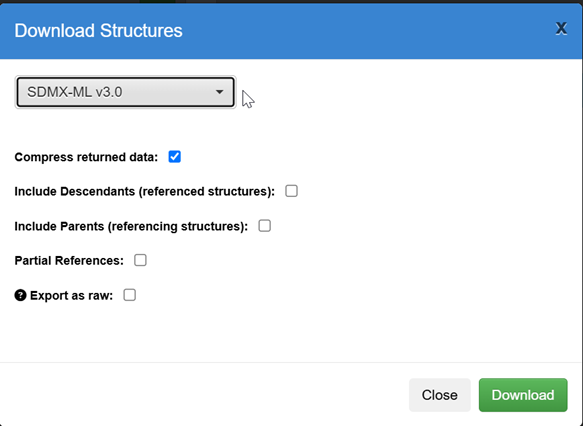 Download structures window