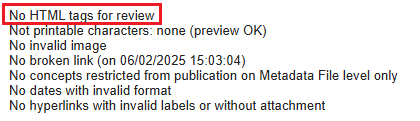 Screenshot of the Quality measures report results, showing no issues found in the file