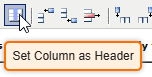 Screenshot of the feature to set the Column as Header