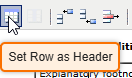 Screenshot of the feature to set the Row as Header