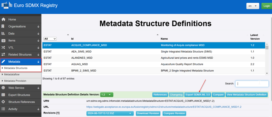 New Euro-SDMX Registry example