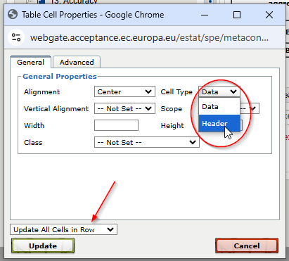 Screenshot of the Table Cell Properties