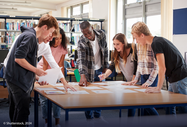 students around a table