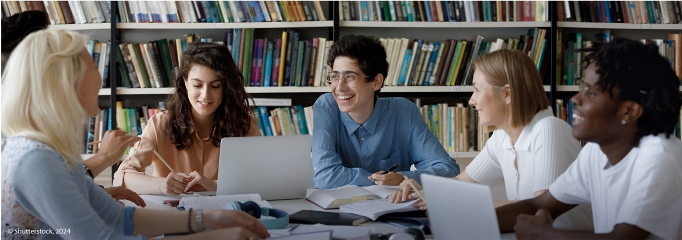 Students in a library