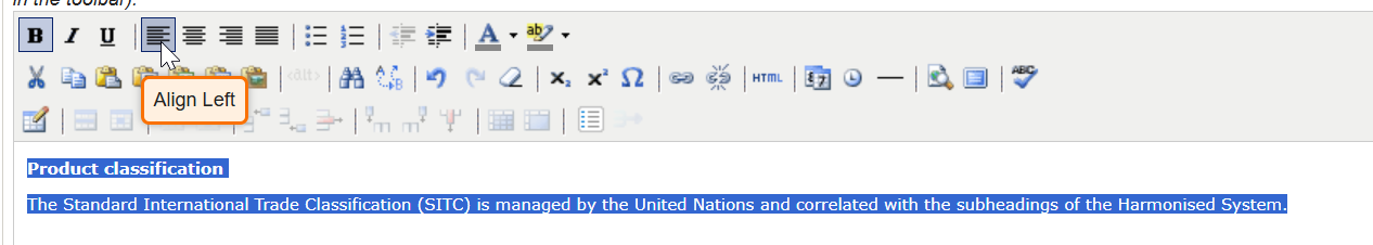 Text alignment ESSMH feature
